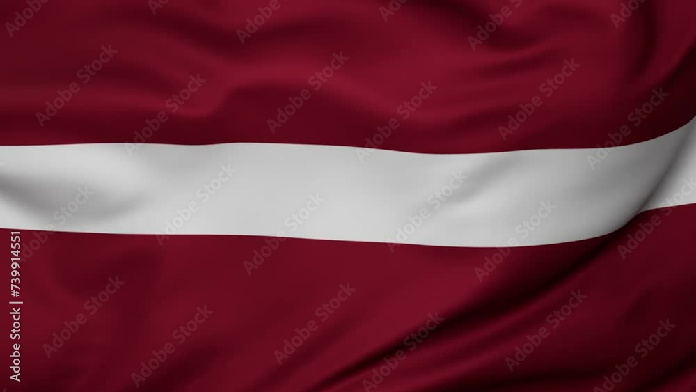 Latvia wavy flag swaying in the wind, looped endless cycled video, full screen covers flag background Latvia wavy flag swaying in the wind, looped endless cycled video, full screen covers flag background