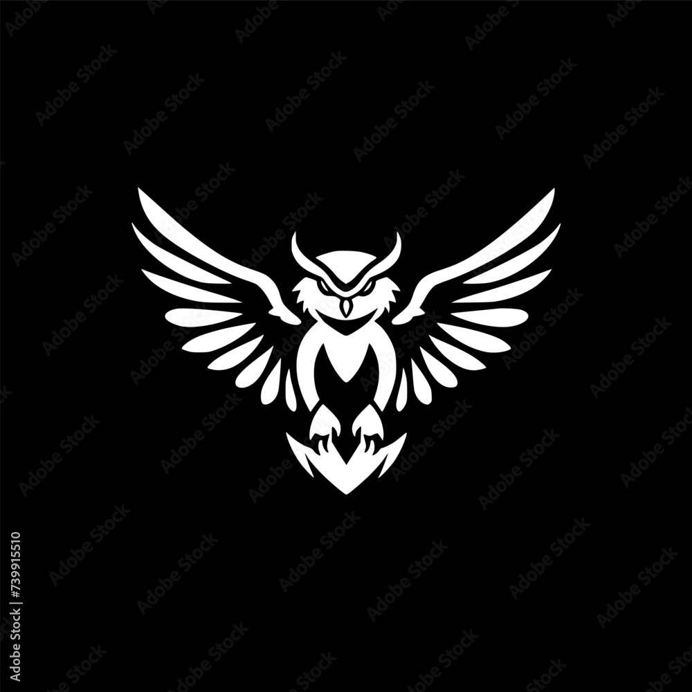 Obraz premium Owl - Black and White Isolated Icon - Vector illustration
