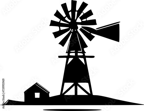 Windmill | Minimalist and Simple Silhouette - Vector illustration