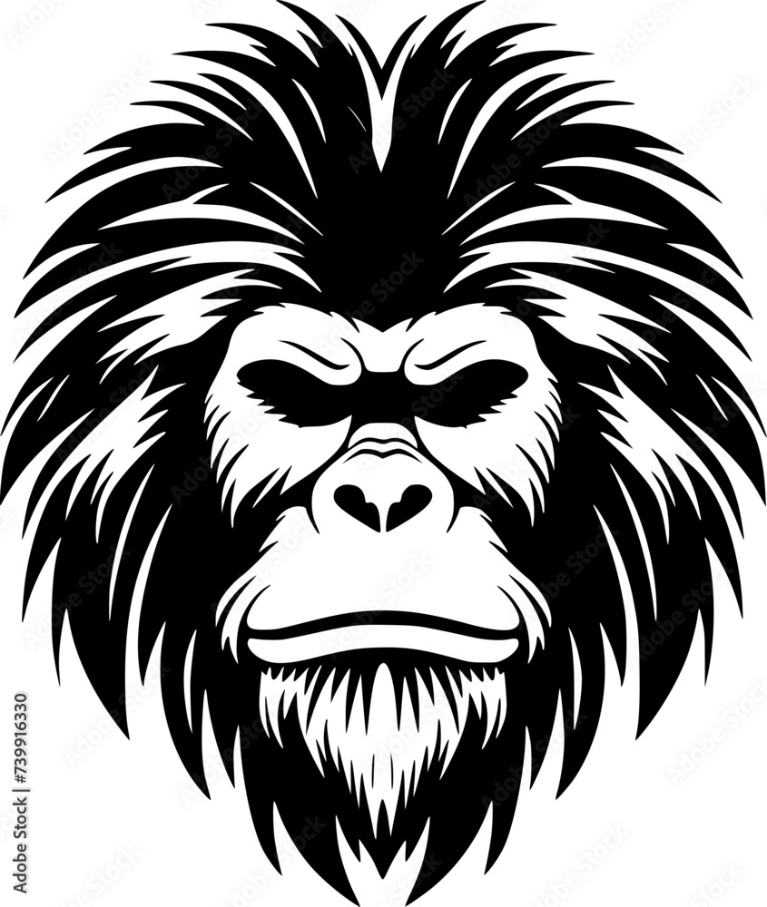 Baboon | Black and White Vector illustration