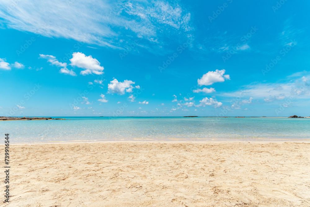 Fototapeta premium Summer background with tropical beach. Elafonisi Greece.