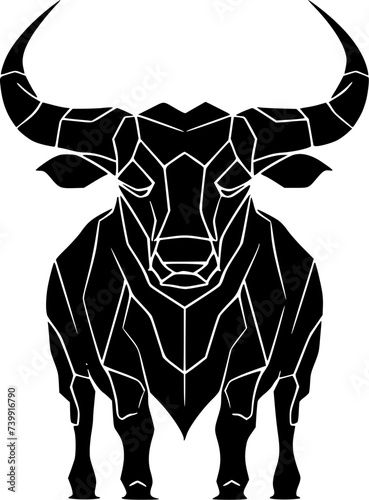 Bull | Black and White Vector illustration