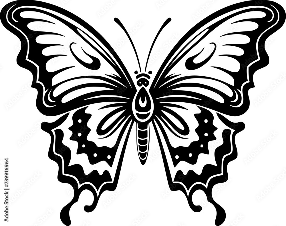 Butterfly | Black and White Vector illustration Butterfly | Black and White Vector illustration
