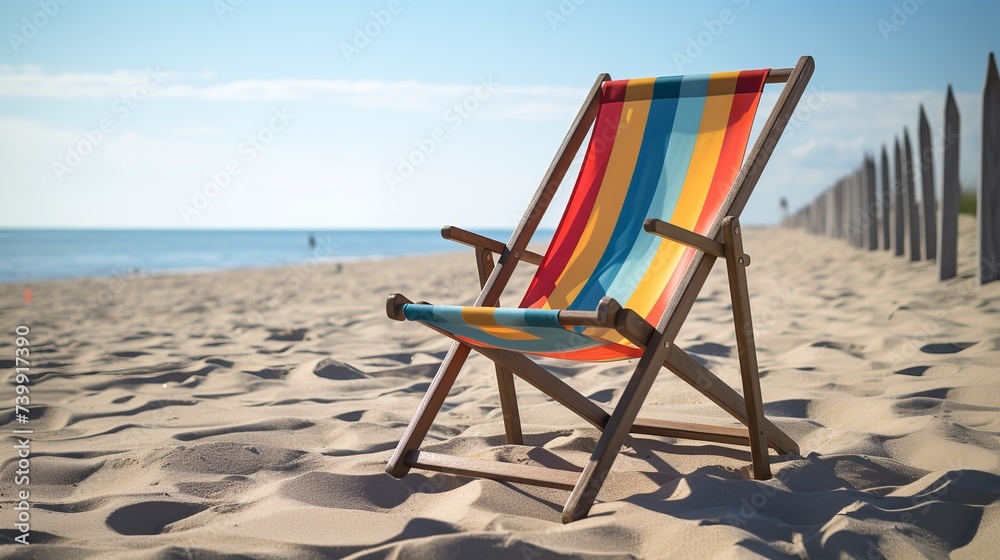 3D Beach Chair Isolated on Transparent Background