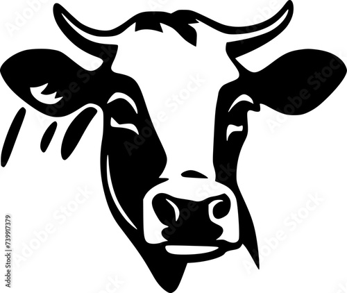 Cow - Black and White Isolated Icon - Vector illustration