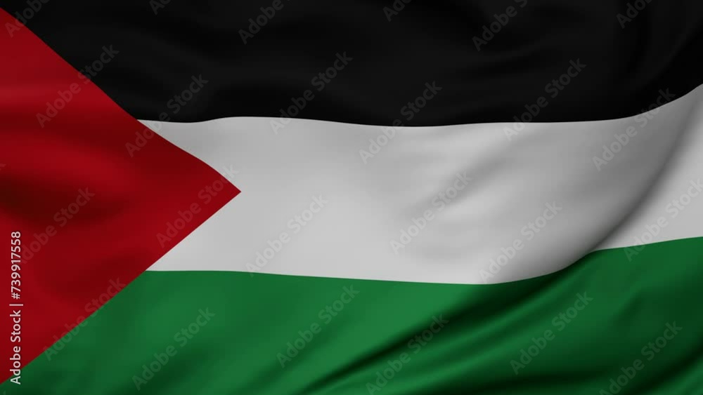 State of Palestine and Gaza Strip wavy flag swaying in the wind, looped endless cycled video, full screen covers flag background State of Palestine and Gaza Strip wavy flag swaying in the wind, looped endless cycled video, full screen covers flag background