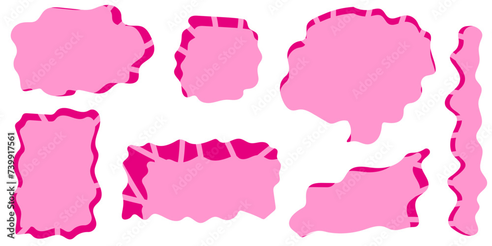 Geometric Frame set. Blank Shape collection with Curve Edges. Pink doll Textbox design. Vector illustration can used web and social media design. EPS 10 Geometric Frame set. Blank Shape collection with Curve Edges. Pink doll Textbox design. Vector illustration can used web and social media design. EPS 10