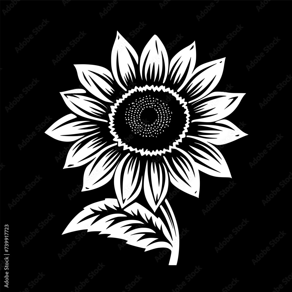 Fototapeta premium Flower - Black and White Isolated Icon - Vector illustration