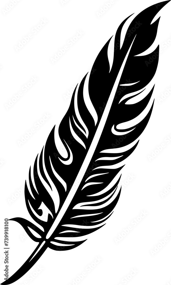 Feather - Black and White Isolated Icon - Vector illustration Feather - Black and White Isolated Icon - Vector illustration