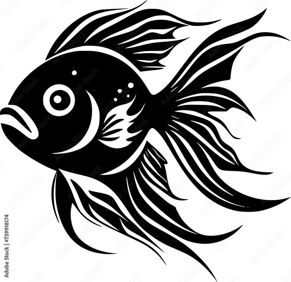 Fototapeta premium Fish | Black and White Vector illustration