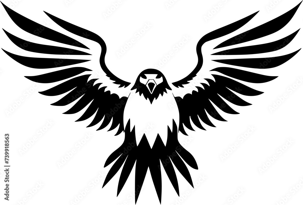 Fototapeta premium Eagle - Black and White Isolated Icon - Vector illustration
