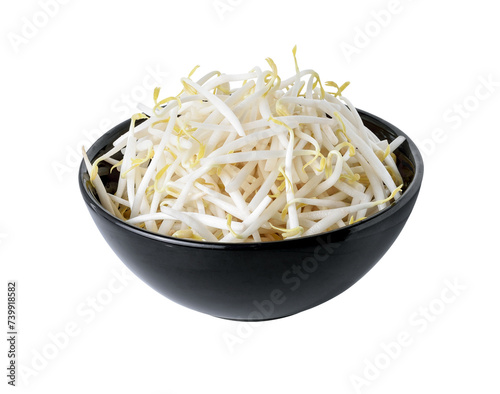 Bean Sprouts in the black bowl transparent png