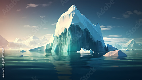 A large part of the iceberg is submerged underwater