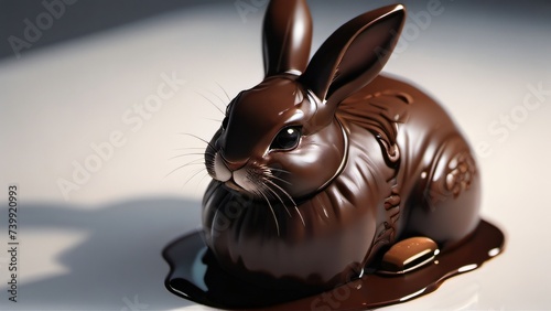 Photo Of A Bunnyshaped Chocolate Confectionery, Easter. photo