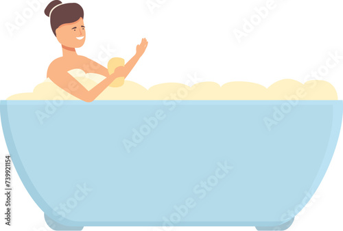 Small wash girl icon cartoon vector. Mother care. Infant bath kid