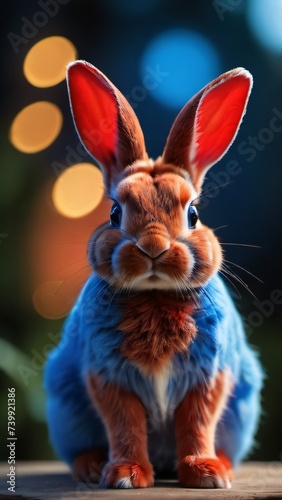 Photo Of A Red And Blue Bunny.