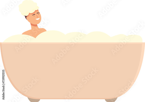 Wash happy activity icon cartoon vector. Bathing baby. Son figure parent