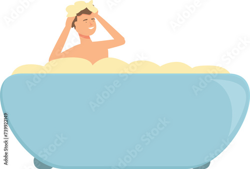 Toy bathtub icon cartoon vector. Kid washing. Happy kid smile art