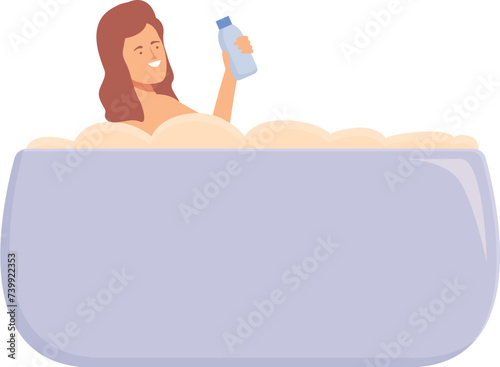 Wash girl shampoo icon cartoon vector. Care mom activity. Happy kid