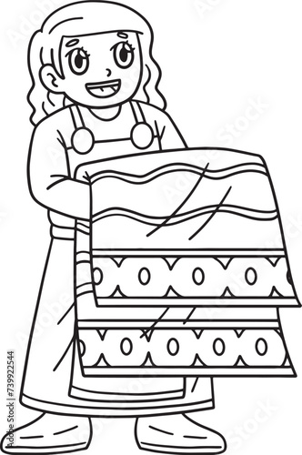 Viking with Tapestry Isolated Coloring Page 