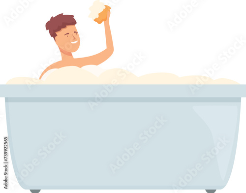 Home bathing icon cartoon vector. Boy care happy. Kid born care