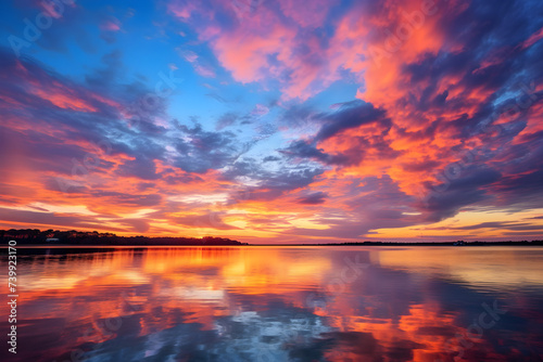Breathtakingly Beautiful Sunset Sky: A Symphony of Orange, Purple and Blue hues