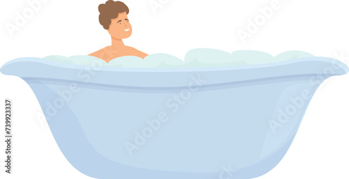 Big wash bathtub icon cartoon vector. Wash care face. Cute little babe