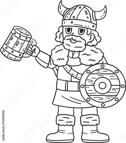 Viking Drinking Mead Isolated Coloring Page 