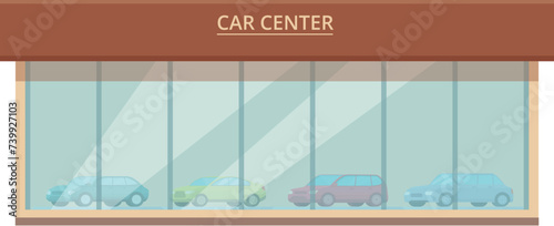 Car center icon cartoon vector. Vehicle showroom. Location transport
