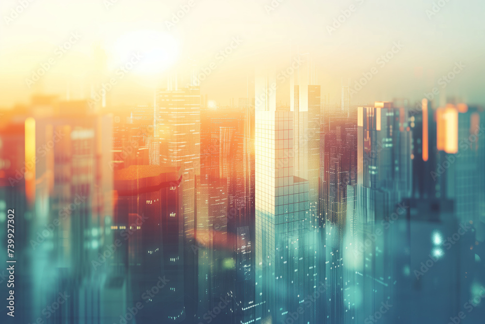 An abstract slide background for showcasing the concept of modern civilization. Background image. Created with Generative AI technology An abstract slide background for showcasing the concept of modern civilization. Background image. Created with Generative AI technology