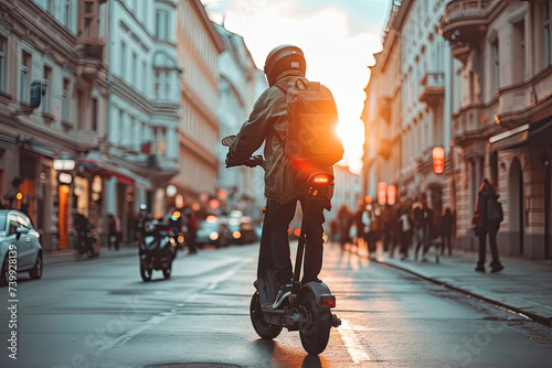 Imagen de una persona disfrutando de un viaje en patinete eléctrico por la ciudad, mostrando una alternativa sostenible para la movilidad personal © Julio