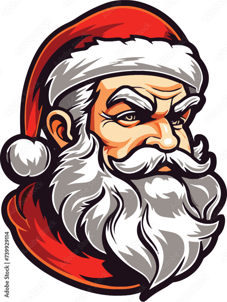 cartoon character head of santa claus with a beard vector  illustration