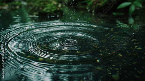 A water droplet falling into a pond, creating ripples that represent the interconnectedness of all water bodies © Flowstudio