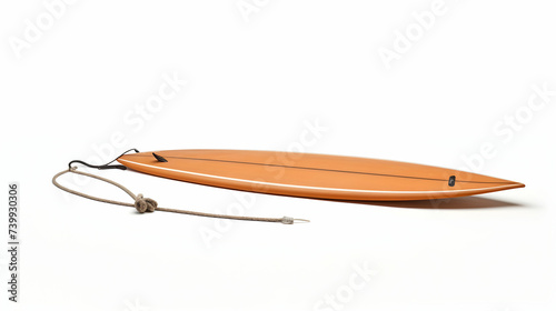Surfboard and leash on sandy beach