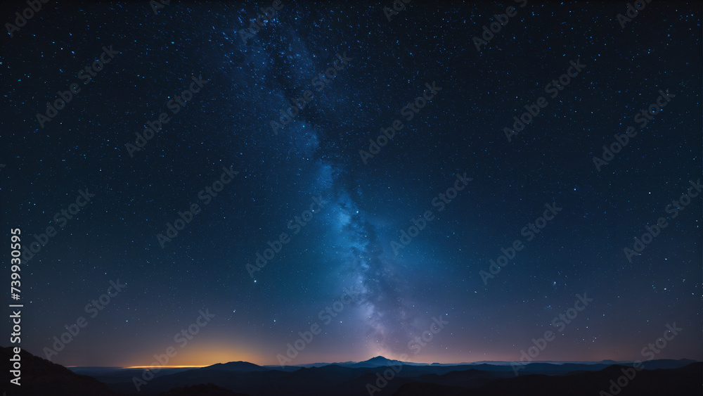 : starry sky with a bright star in the middle of the night, 
