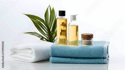 Travel-size toiletries and a towel