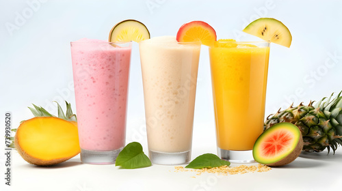 Tropical fruit milkshake with vibrant colors