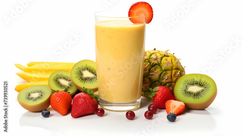 Tropical fruit smoothie with a colorful array