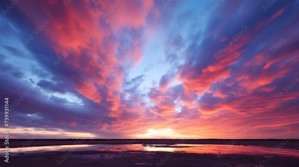 Breathtakingly Beautiful Sunset Sky: A Symphony of Orange, Purple and Blue hues