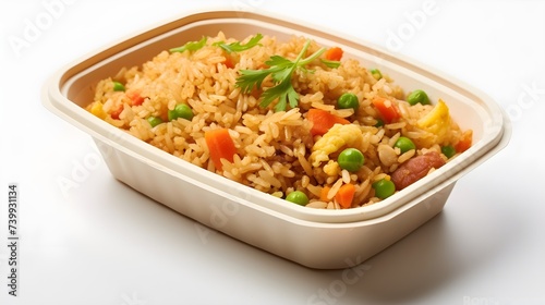 Fried rice in a container, an Asian cuisine