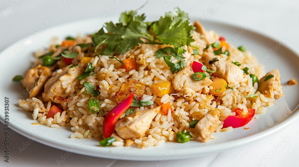 A Plate of Biryani on White Background for Food A Plate of Biryani on White Background for Food