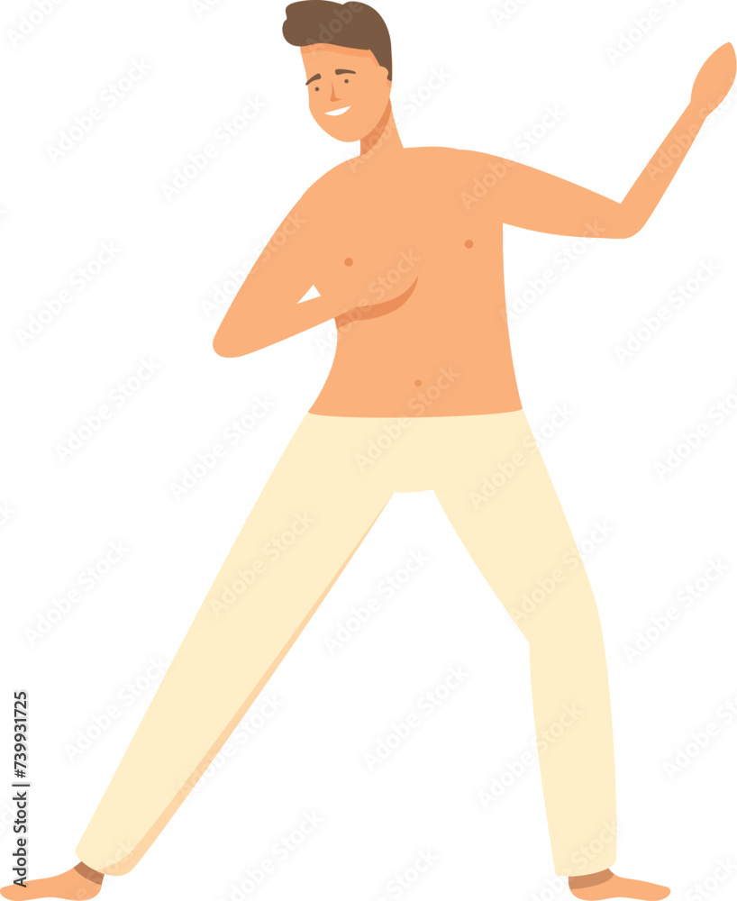 Man capoeira icon cartoon vector. Training martial art. Latin person