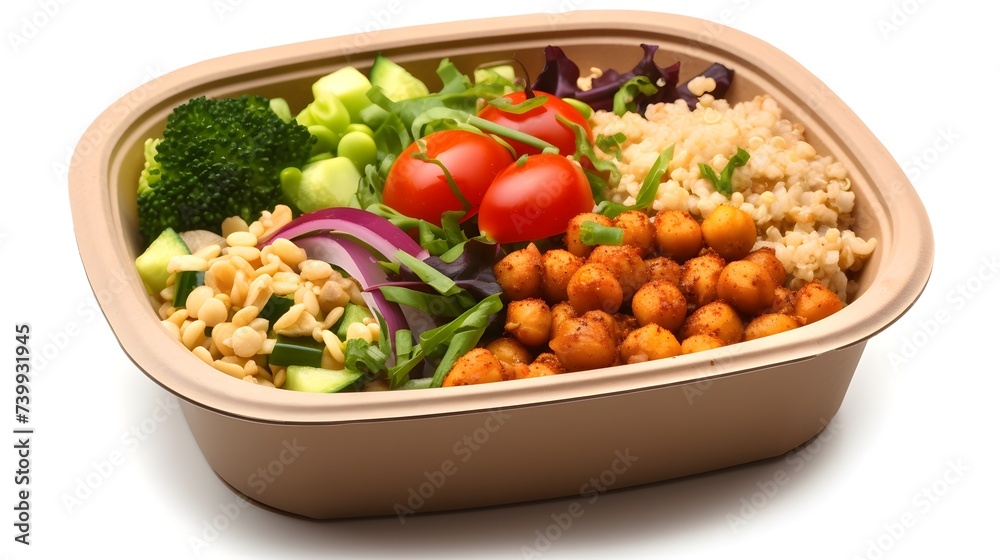Vegan bowl in a box, a plant-based eating display