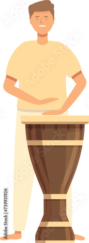 Latin drums play icon cartoon vector. Capoeira training. Afro drum