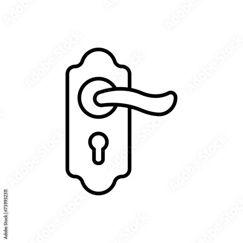 Door knob outline icons, minimalist vector illustration ,simple transparent graphic element .Isolated on white background