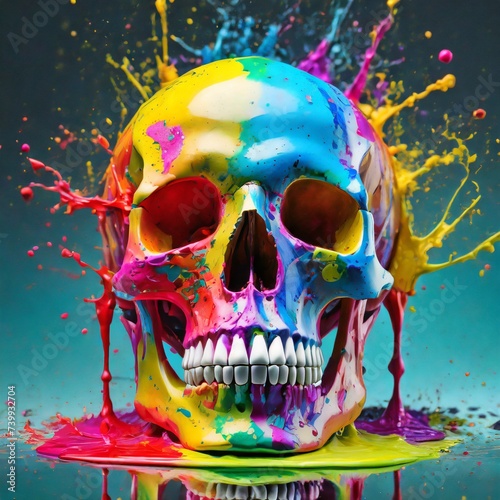 Colorful splash skull