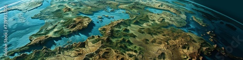 Pangaea's immense supercontinent, showcasing an unparalleled diversity of ecosystems; from lush, dense primeval forests