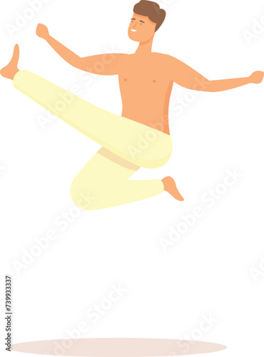 Hard capoeira jump icon cartoon vector. Beauty training. Martial art