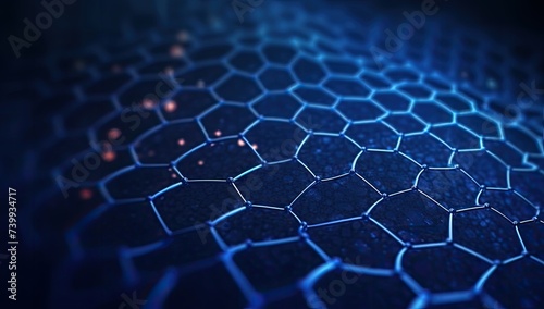 3D rendering, hexagonal connected wave flow, web technology background