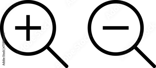 Zoom in and Zoom out icons vector